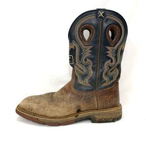 Twisted X Men's SQUARE TOE Western Work Boot - Alloy Toe Brown Leather Size 11 D